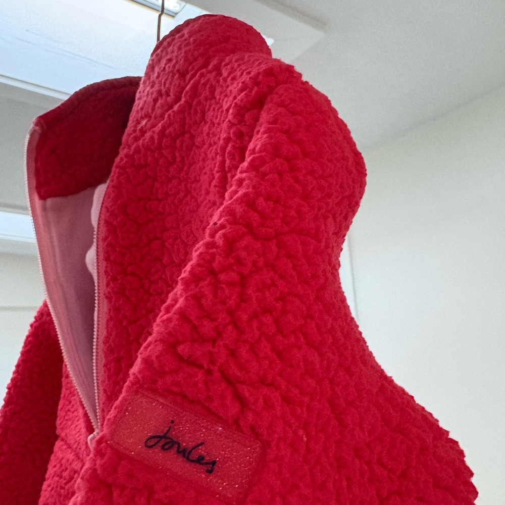 Joules Poppy Red Fleece Pullover Jacket Coat Toddler Kids Unisex Size 5 Year - Picture 10 of 10